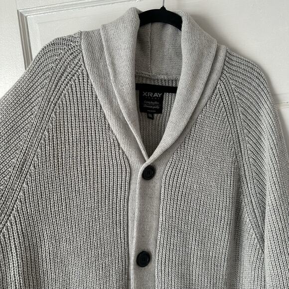 XRay Mens Button Front Cardigan Sweater Collared 6XL Gray Knit Classic NWOT - Picture 7 of 17